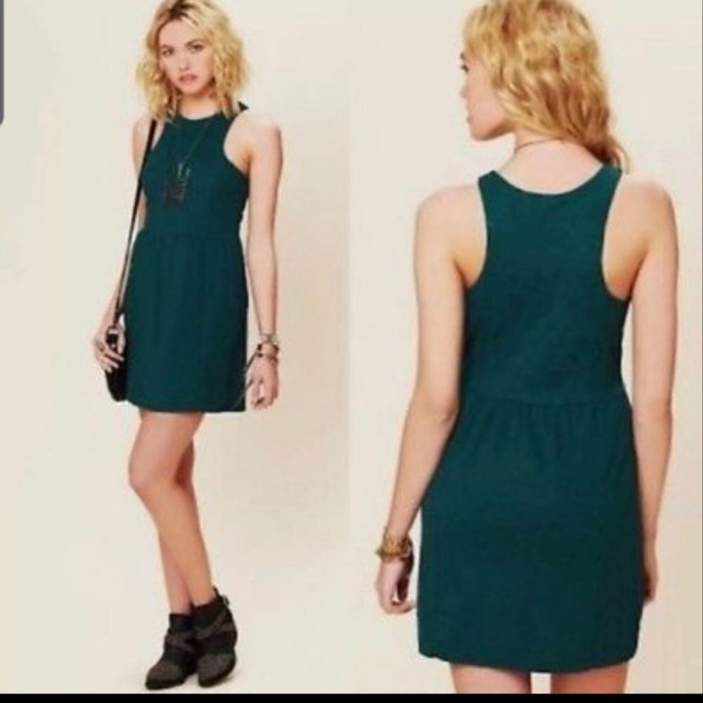 Free people teal paisley ponte  knit dress sz XS